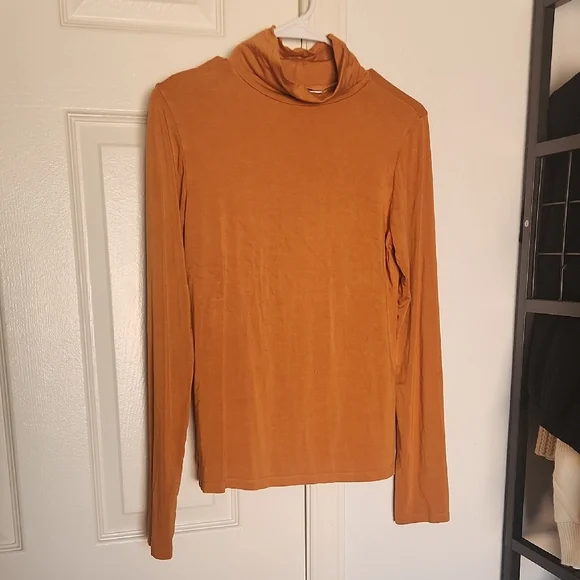 Renggli Mockneck Long Sleeve Shirt Ochre Orange Size Large - Picture 5 of 11